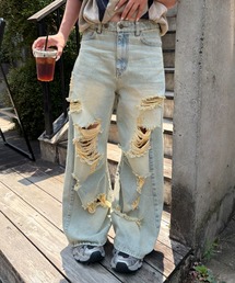 RAY CASSIN | 【S・Mサイズ展開】ダメージルーズデニムパンツ(デニムパンツ)