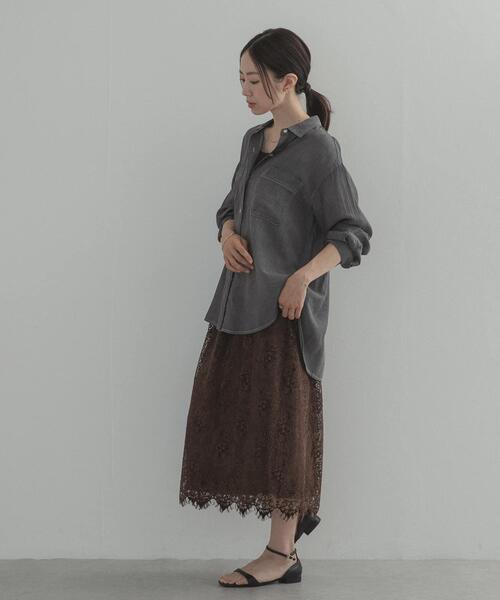 URBAN RESEARCH DOORS（アーバンリサーチドアーズ）の「シアーデニムシャツ｜羽織り/日除け/冷房対策/カジュアル/通勤（シャツ/ブラウス・レディース・ブラック/インディゴブルー・FREE）」の9枚目の写真
