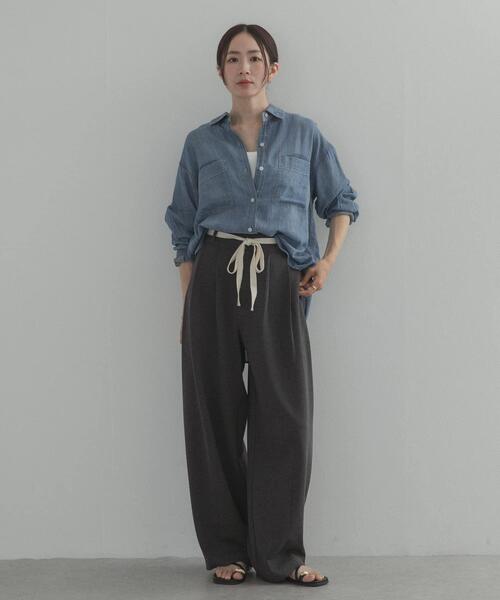 URBAN RESEARCH DOORS（アーバンリサーチドアーズ）の「シアーデニムシャツ｜羽織り/日除け/冷房対策/カジュアル/通勤（シャツ/ブラウス・レディース・ブラック/インディゴブルー・FREE）」の20枚目の写真