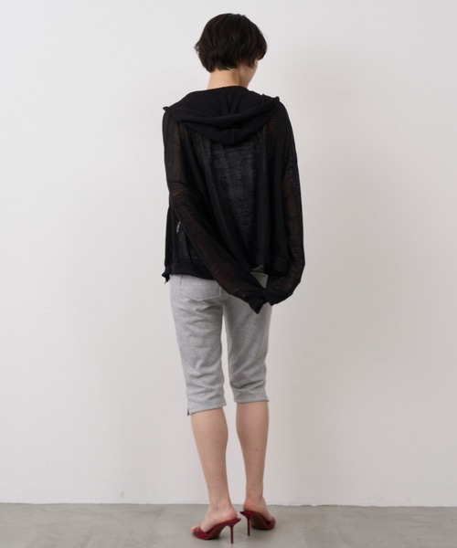 NUJOH（ヌゾ）の「Sheer Zip Hoodie / シアージップフードパーカー（パーカー・レディース・グレー/ホワイト/ブラック・FREE）」の17枚目の写真