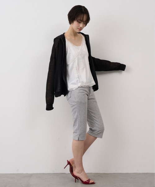 NUJOH（ヌゾ）の「Sheer Zip Hoodie / シアージップフードパーカー（パーカー・レディース・グレー/ホワイト/ブラック・FREE）」の21枚目の写真
