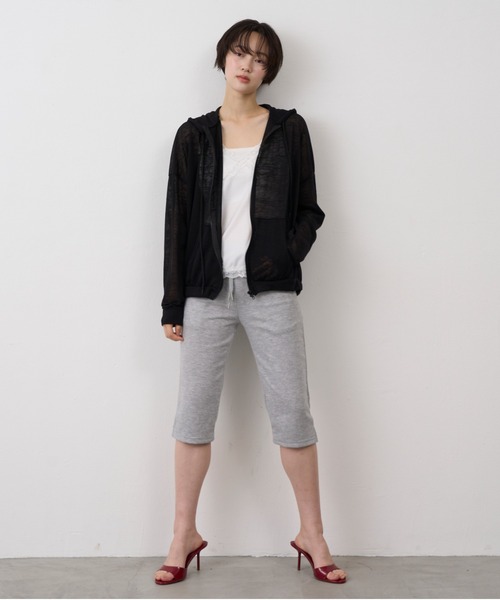 NUJOH（ヌゾ）の「Sheer Zip Hoodie / シアージップフードパーカー（パーカー・レディース・グレー/ホワイト/ブラック・FREE）」の19枚目の写真