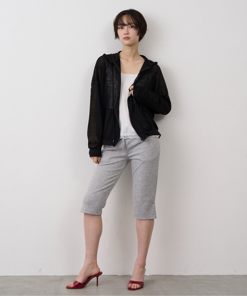 NUJOH（ヌゾ）の「Sheer Zip Hoodie / シアージップフードパーカー（パーカー・レディース・グレー/ホワイト/ブラック・FREE）」の18枚目の写真
