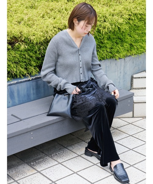 MIESROHE（ミースロエ）の「ウォッシャブルベロアイージーパンツ（その他パンツ・レディース・アイボリー/ブラック・1/0）」の7枚目の写真