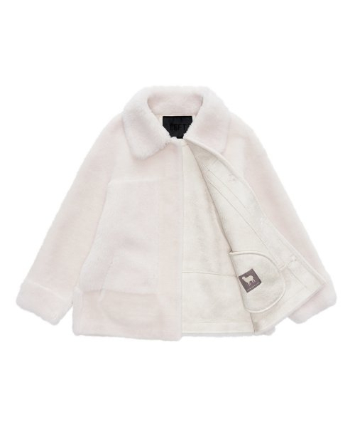 LEFTSEOUL（レフトソウル）の「リアルウールシアリングジャケット [アイボリー]（ムートンコート・レディース・その他・MEDIUM/SMALL）」の3枚目の写真