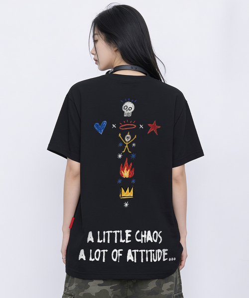 ARTISTWEAR（アーティストウェア）の「[ATW] カオススケッチ半袖Tシャツ - 2COLOR（Tシャツ/カットソー・レディース・ホワイト/ブラック・SMALL/MEDIUM/LARGE/X-LARGE/XX-LARGE/XXXX-LARGE）」の3枚目の写真