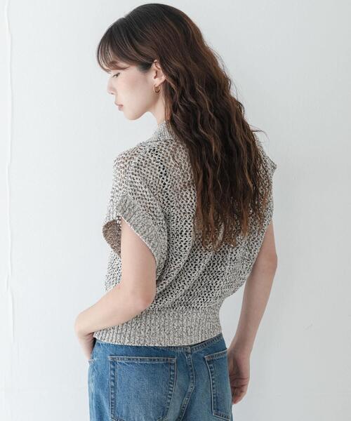 URBAN RESEARCH Sonny Label（アーバンリサーチサニーレーベル）の「襟付きメッシュニットプルオーバー（ニット/セーター・レディース・ベージュ/チャコールグレー・FREE）」の7枚目の写真