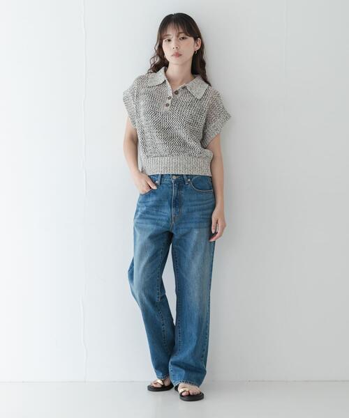 URBAN RESEARCH Sonny Label（アーバンリサーチサニーレーベル）の「襟付きメッシュニットプルオーバー（ニット/セーター・レディース・ベージュ/チャコールグレー・FREE）」の8枚目の写真