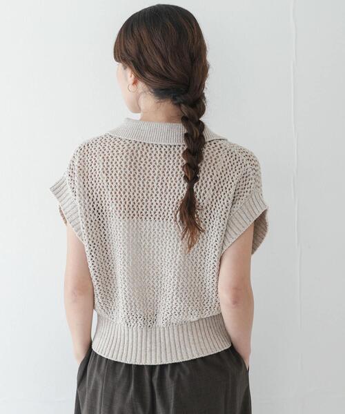 URBAN RESEARCH Sonny Label（アーバンリサーチサニーレーベル）の「襟付きメッシュニットプルオーバー（ニット/セーター・レディース・ベージュ/チャコールグレー・FREE）」の18枚目の写真