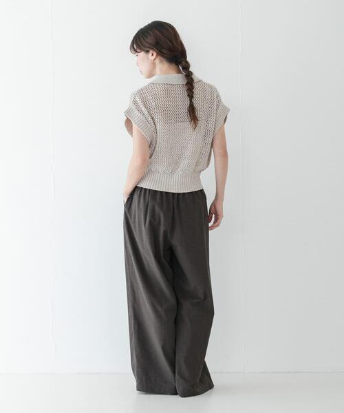 URBAN RESEARCH Sonny Label（アーバンリサーチサニーレーベル）の「襟付きメッシュニットプルオーバー（ニット/セーター・レディース・ベージュ/チャコールグレー・FREE）」の21枚目の写真