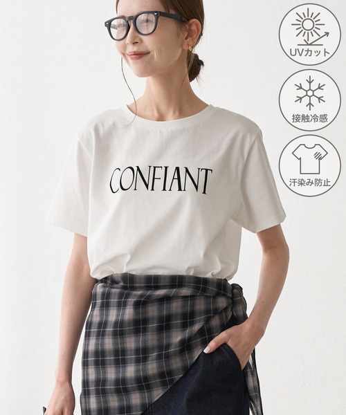 ROPE' PICNIC(ロペピクニック)の「フロッキーロゴTシャツ/UVカット・接触冷感・汗染み防止(Tシャツ/カットソー・レディース・ワイン/カーキ/ホワイト/チャコールグレー・FREE)」の11枚目の写真