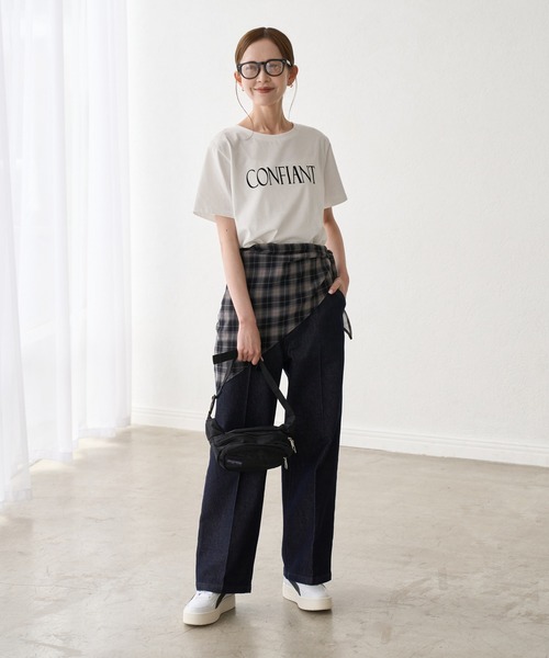 ROPE' PICNIC(ロペピクニック)の「フロッキーロゴTシャツ/UVカット・接触冷感・汗染み防止(Tシャツ/カットソー・レディース・ワイン/カーキ/ホワイト/チャコールグレー・FREE)」の9枚目の写真