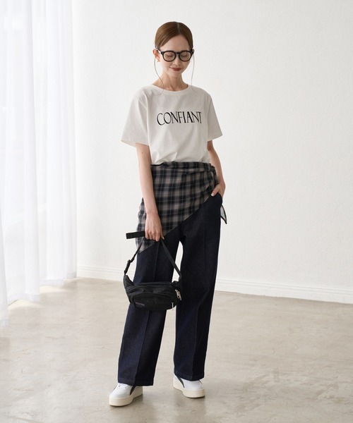 ROPE' PICNIC(ロペピクニック)の「フロッキーロゴTシャツ/UVカット・接触冷感・汗染み防止(Tシャツ/カットソー・レディース・ワイン/カーキ/ホワイト/チャコールグレー・FREE)」の10枚目の写真