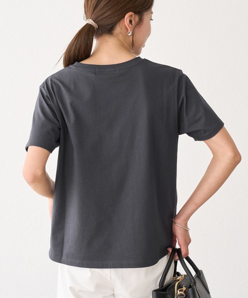 ROPE' PICNIC(ロペピクニック)の「フロッキーロゴTシャツ/UVカット・接触冷感・汗染み防止(Tシャツ/カットソー・レディース・ワイン/カーキ/ホワイト/チャコールグレー・FREE)」の8枚目の写真