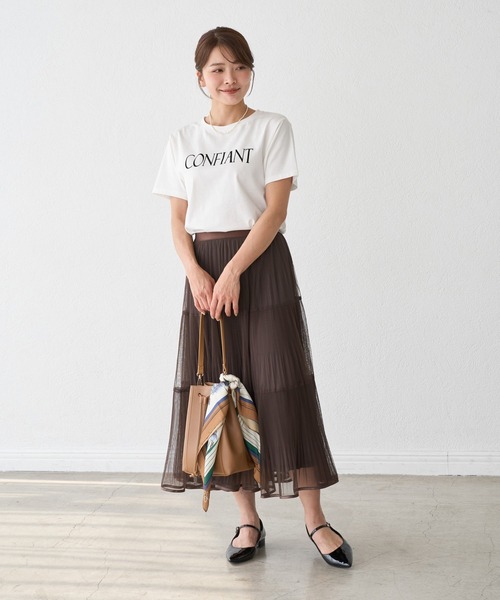 ROPE' PICNIC(ロペピクニック)の「フロッキーロゴTシャツ/UVカット・接触冷感・汗染み防止(Tシャツ/カットソー・レディース・ワイン/カーキ/ホワイト/チャコールグレー・FREE)」の12枚目の写真