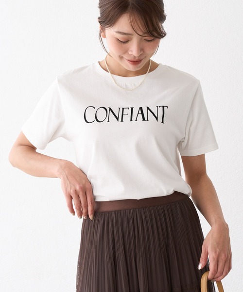 ROPE' PICNIC(ロペピクニック)の「フロッキーロゴTシャツ/UVカット・接触冷感・汗染み防止(Tシャツ/カットソー・レディース・ワイン/カーキ/ホワイト/チャコールグレー・FREE)」の14枚目の写真
