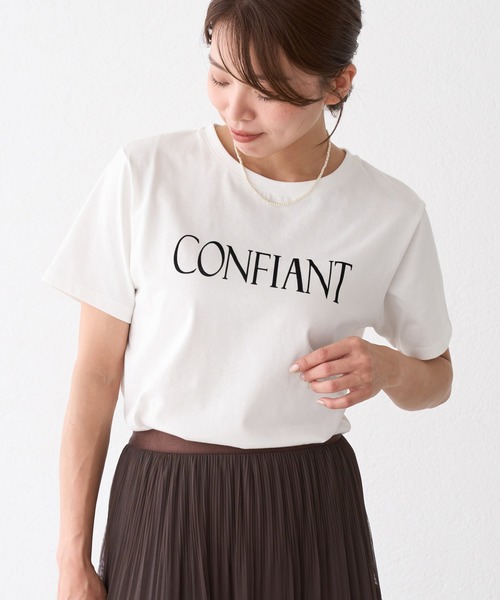 ROPE' PICNIC(ロペピクニック)の「フロッキーロゴTシャツ/UVカット・接触冷感・汗染み防止(Tシャツ/カットソー・レディース・ワイン/カーキ/ホワイト/チャコールグレー・FREE)」の15枚目の写真
