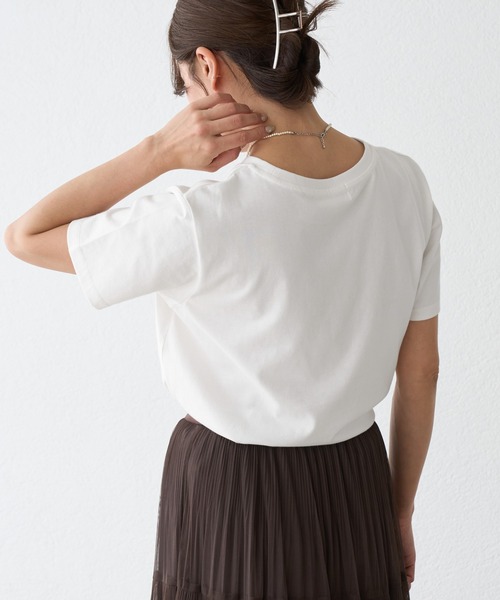 ROPE' PICNIC(ロペピクニック)の「フロッキーロゴTシャツ/UVカット・接触冷感・汗染み防止(Tシャツ/カットソー・レディース・ワイン/カーキ/ホワイト/チャコールグレー・FREE)」の16枚目の写真