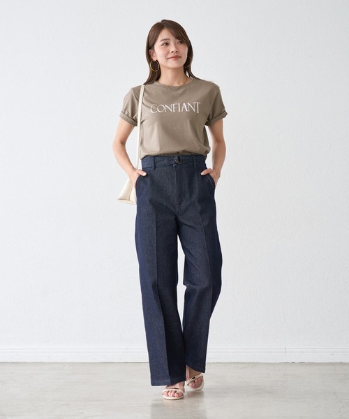 ROPE' PICNIC(ロペピクニック)の「フロッキーロゴTシャツ/UVカット・接触冷感・汗染み防止(Tシャツ/カットソー・レディース・ワイン/カーキ/ホワイト/チャコールグレー・FREE)」の17枚目の写真