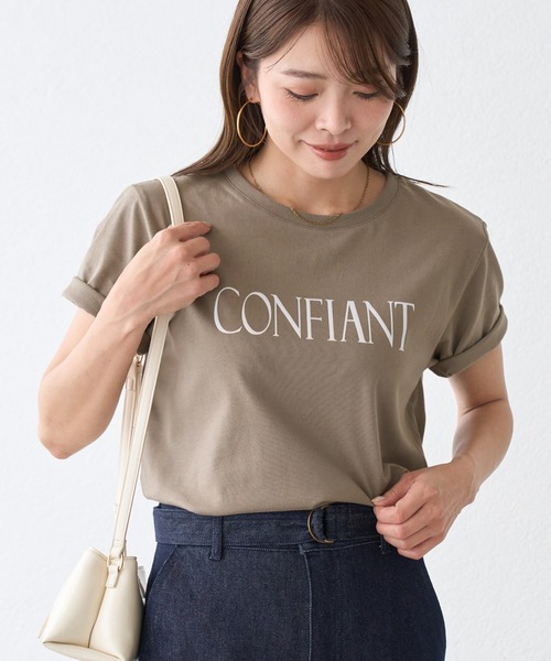 ROPE' PICNIC(ロペピクニック)の「フロッキーロゴTシャツ/UVカット・接触冷感・汗染み防止(Tシャツ/カットソー・レディース・ワイン/カーキ/ホワイト/チャコールグレー・FREE)」の20枚目の写真