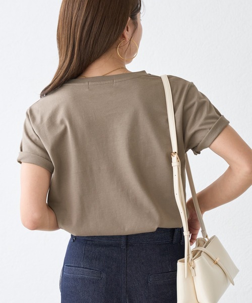 ROPE' PICNIC(ロペピクニック)の「フロッキーロゴTシャツ/UVカット・接触冷感・汗染み防止(Tシャツ/カットソー・レディース・ワイン/カーキ/ホワイト/チャコールグレー・FREE)」の21枚目の写真