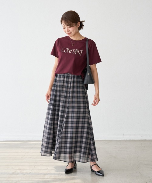 ROPE' PICNIC(ロペピクニック)の「フロッキーロゴTシャツ/UVカット・接触冷感・汗染み防止(Tシャツ/カットソー・レディース・ワイン/カーキ/ホワイト/チャコールグレー・FREE)」の22枚目の写真