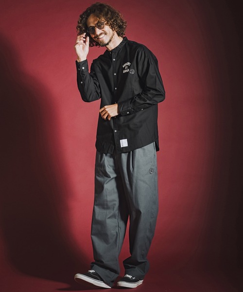 seventy seven(セブンティセブン)の「ms6596- OX band collar L-S shirt (funny arch) バンドカラー長袖シャツ(7726W300)(シャツ/ブラウス・メンズ・ホワイト/ブラック/ベージュ・S/M/L/XL)」の6枚目の写真