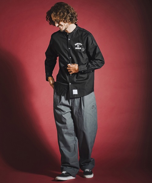 seventy seven(セブンティセブン)の「ms6596- OX band collar L-S shirt (funny arch) バンドカラー長袖シャツ(7726W300)(シャツ/ブラウス・メンズ・ホワイト/ブラック/ベージュ・S/M/L/XL)」の7枚目の写真