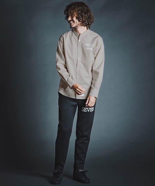 seventy seven(セブンティセブン)の「ms6596- OX band collar L-S shirt (funny arch) バンドカラー長袖シャツ(7726W300)(シャツ/ブラウス・メンズ・ホワイト/ブラック/ベージュ・S/M/L/XL)」の14枚目の写真