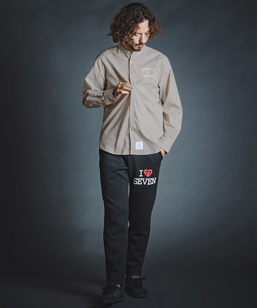 seventy seven(セブンティセブン)の「ms6596- OX band collar L-S shirt (funny arch) バンドカラー長袖シャツ(7726W300)(シャツ/ブラウス・メンズ・ホワイト/ブラック/ベージュ・S/M/L/XL)」の15枚目の写真