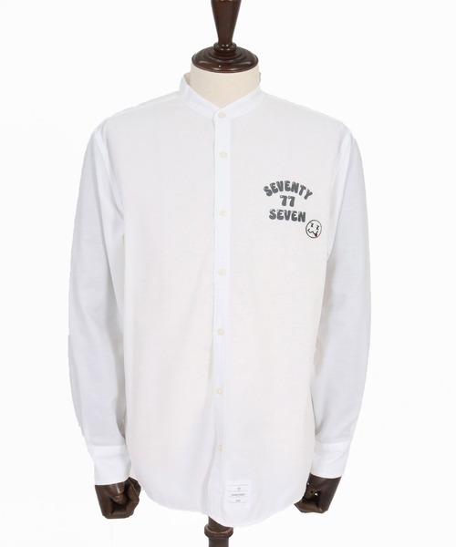seventy seven(セブンティセブン)の「ms6596- OX band collar L-S shirt (funny arch) バンドカラー長袖シャツ(7726W300)(シャツ/ブラウス・メンズ・ホワイト/ブラック/ベージュ・S/M/L/XL)」の16枚目の写真