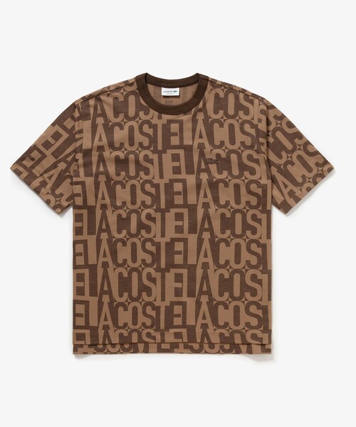 LACOSTE(ラコステ)の「クールマックスブランドネームロゴ総柄Tシャツ(Tシャツ/カットソー・メンズ・ブラウン/オフホワイト/ブラック/チャコール・2/5/4/3)」の9枚目の写真
