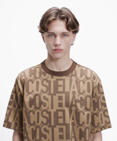 LACOSTE(ラコステ)の「クールマックスブランドネームロゴ総柄Tシャツ(Tシャツ/カットソー・メンズ・ブラウン/オフホワイト/ブラック/チャコール・2/5/4/3)」の6枚目の写真
