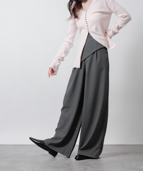NYLAUS(ナイラス)の「【SG】ハイウエスト アシンメトリー ラップワイドパンツ スラックス(その他パンツ・レディース・ブラック/グレー/モカ/ライトベージュ・M)」の17枚目の写真