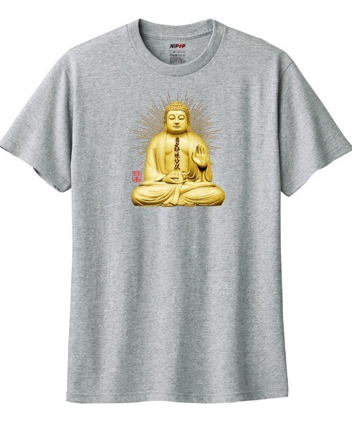 Ol' Basics(オールベーシックス)の「NIPOP(ニポップ) 半袖Tシャツ 仏 和 ロゴ イラスト プリント インバウンド お土産 トップス カットソー メンズ ユニセックス(Tシャツ/カットソー・メンズ・ホワイト/ブラック/ヘザーグレー・L/M/S/XS/XL)」の3枚目の写真