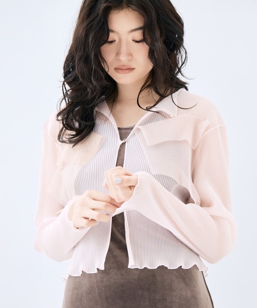 kotohayokozawa(コトハヨコザワ)の「【kotohayokozawa/コトハヨコザワ】《STUDIOUS別注》シアーラメカーディガン/ウォッシャブル(カーディガン/ボレロ・レディース・ネイビー/ピンク/ブルー/アイボリー・FREE)」の4枚目の写真