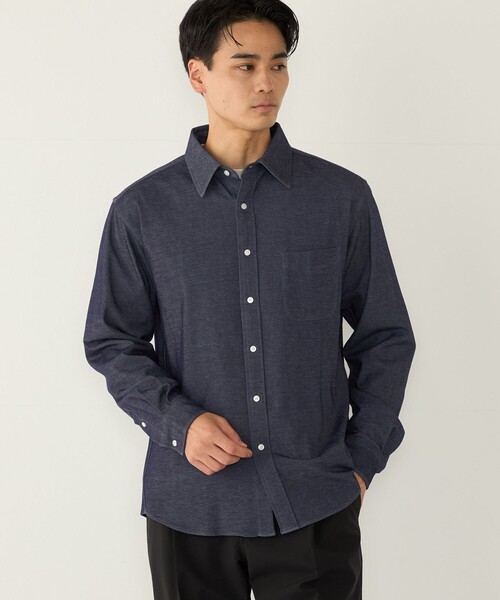 SHIPS Colors(シップス カラーズ)の「モクロディ ジャージー シャツ◇(シャツ/ブラウス・メンズ・ネイビー/ブラック・X-LARGE/LARGE/MEDIUM)」の1枚目の写真