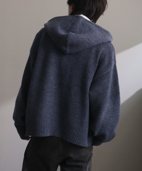 welise(ウェライズ)の「【welise/ウェライズ】-2026AW-ウールブレンドスムースニット ショート丈ニットパーカー(パーカー・メンズ・ダークブルー/グレー/ホワイト/ブラック/チャコールグレー・S/M/L)」の13枚目の写真