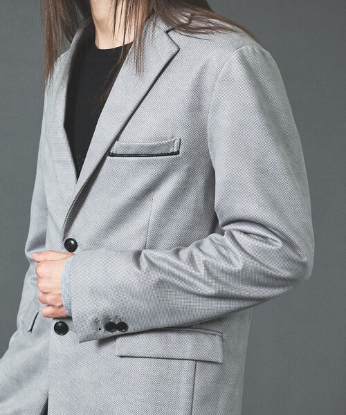 5351 POUR LES HOMMES（ゴーサンゴーイチプールオム）の「【セットアップ対応】スモーク千鳥 ダウンファブリック テーラードジャケット（セットアップ・メンズ・グレー・44/50/48/46）」の7枚目の写真