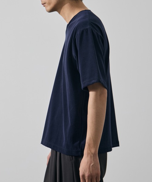 KEY TIMEZ(キータイムズ)の「【KEY TIMEZ/キータイムズ】マイクロパイルキーネックTee(Tシャツ/カットソー・メンズ・キナリ/ダークネイビー/ブルー・2/1)」の5枚目の写真