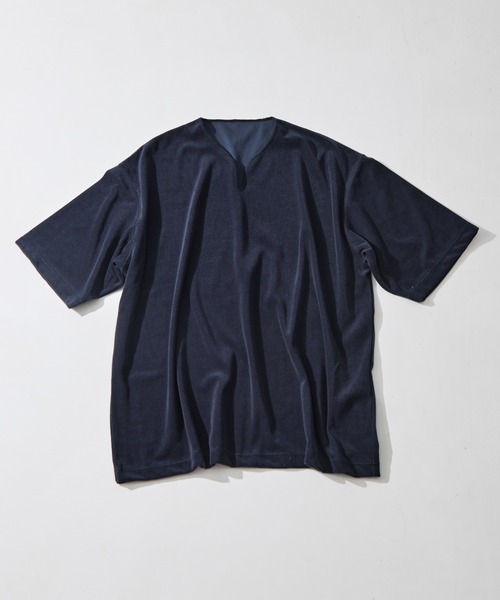 KEY TIMEZ(キータイムズ)の「【KEY TIMEZ/キータイムズ】マイクロパイルキーネックTee(Tシャツ/カットソー・メンズ・キナリ/ダークネイビー/ブルー・2/1)」の8枚目の写真
