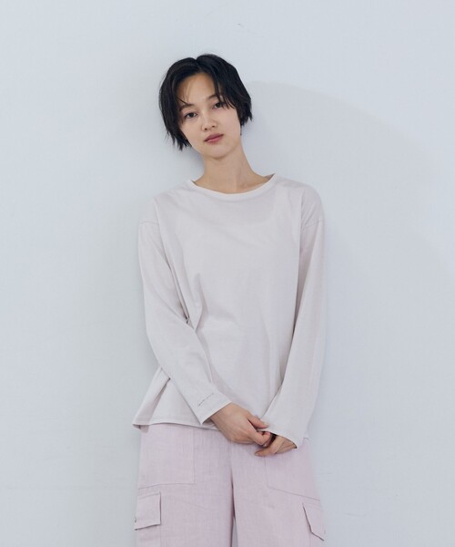 ADIEU TRISTESSE（アデュートリステス）の「ハイゲージ天竺ロングスリーブカットソー（Tシャツ/カットソー・レディース・チャコールグレー/グレー/ピンク・FREE）」の2枚目の写真