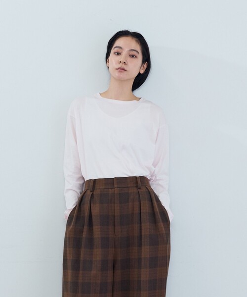 ADIEU TRISTESSE（アデュートリステス）の「ハイゲージ天竺ロングスリーブカットソー（Tシャツ/カットソー・レディース・チャコールグレー/グレー/ピンク・FREE）」の3枚目の写真