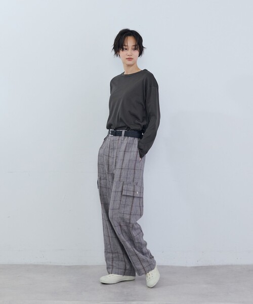 ADIEU TRISTESSE（アデュートリステス）の「ハイゲージ天竺ロングスリーブカットソー（Tシャツ/カットソー・レディース・チャコールグレー/グレー/ピンク・FREE）」の16枚目の写真