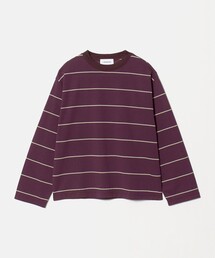 コットンポリエステル ボーダー ロングスリーブTシャツ