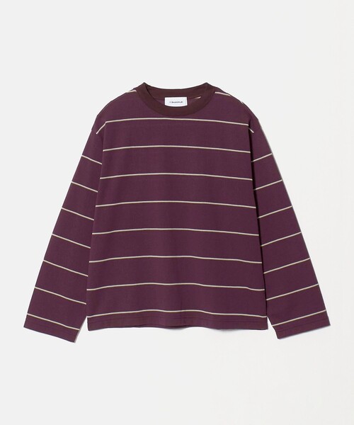 BEAUTY&YOUTH UNITED ARROWS(ビューティーアンドユースユナイテッドアローズ)の「コットンポリエステル ボーダー ロングスリーブTシャツ(Tシャツ/カットソー・レディース・ワイン/ネイビー・FREE)」の1枚目の写真