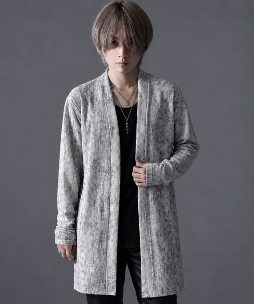 CavariA(キャバリア)の「『CavariA/キャバリア』汚しニットソーショールガウン(カーディガン/ボレロ・メンズ・ホワイト/グレー/ブラック・L/M/XL)」の5枚目の写真