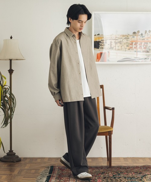 SENSE OF PLACE by URBAN RESEARCH(センスオブプレイスバイアーバンリサーチ)の「ストレッチヘリンボーンレギュラーカラーシャツ(シャツ/ブラウス・メンズ・ネイビー/ライトベージュ/カーキ・MEDIUM/LARGE)」の11枚目の写真