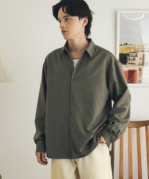 SENSE OF PLACE by URBAN RESEARCH(センスオブプレイスバイアーバンリサーチ)の「ストレッチヘリンボーンレギュラーカラーシャツ(シャツ/ブラウス・メンズ・ネイビー/ライトベージュ/カーキ・MEDIUM/LARGE)」の13枚目の写真