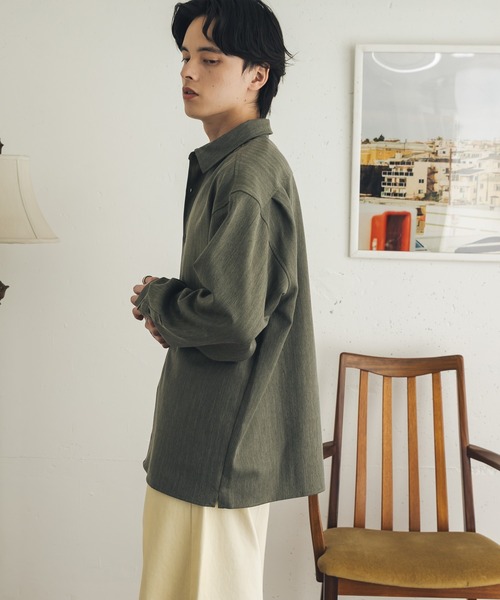 SENSE OF PLACE by URBAN RESEARCH(センスオブプレイスバイアーバンリサーチ)の「ストレッチヘリンボーンレギュラーカラーシャツ(シャツ/ブラウス・メンズ・ネイビー/ライトベージュ/カーキ・MEDIUM/LARGE)」の14枚目の写真